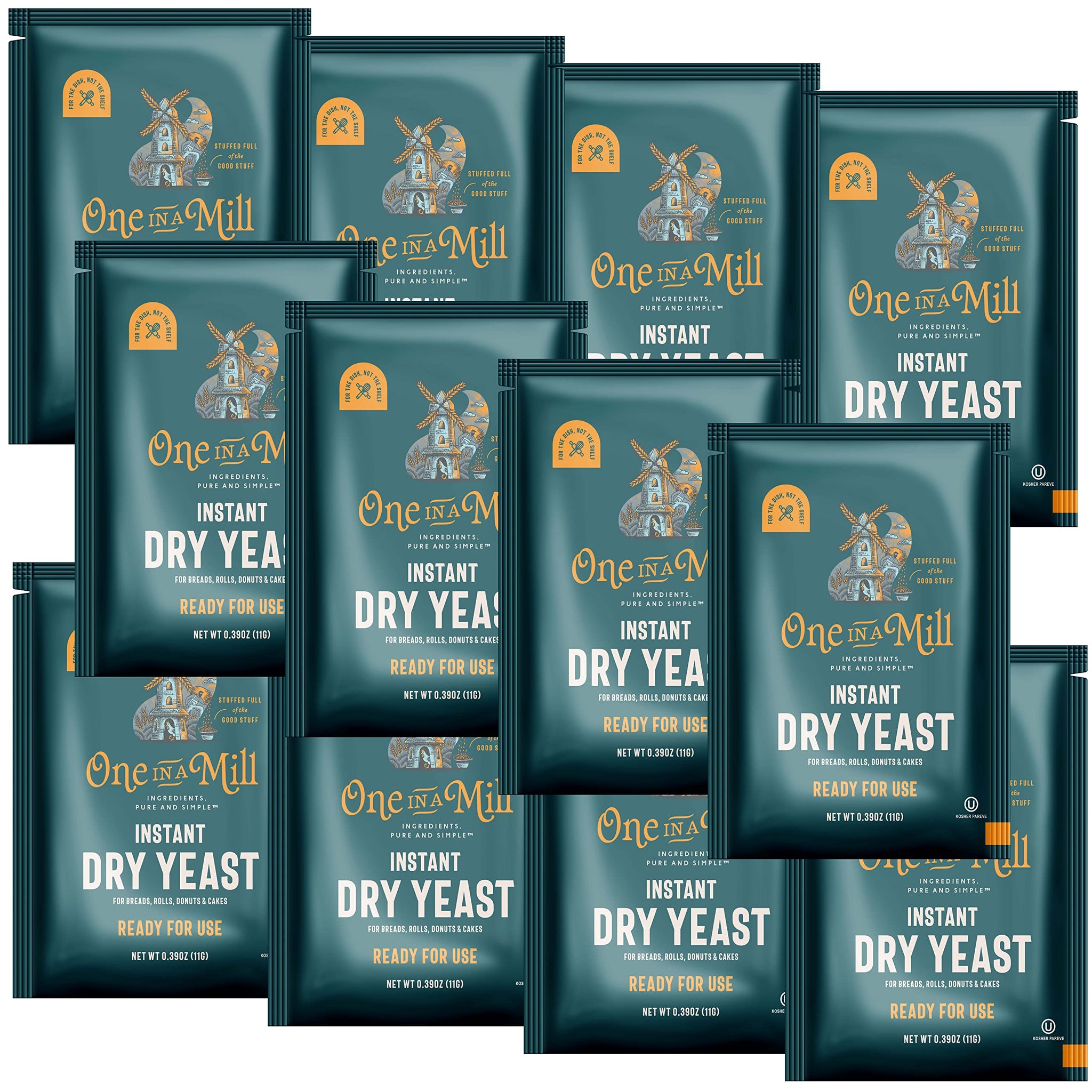 One in a Mill Instant Dry Yeast Packets | Fast Acting Self Rising Yeast for Baking Bread, Cake, Pizza Dough Crust | Kosher | Quick Rapid Rise
