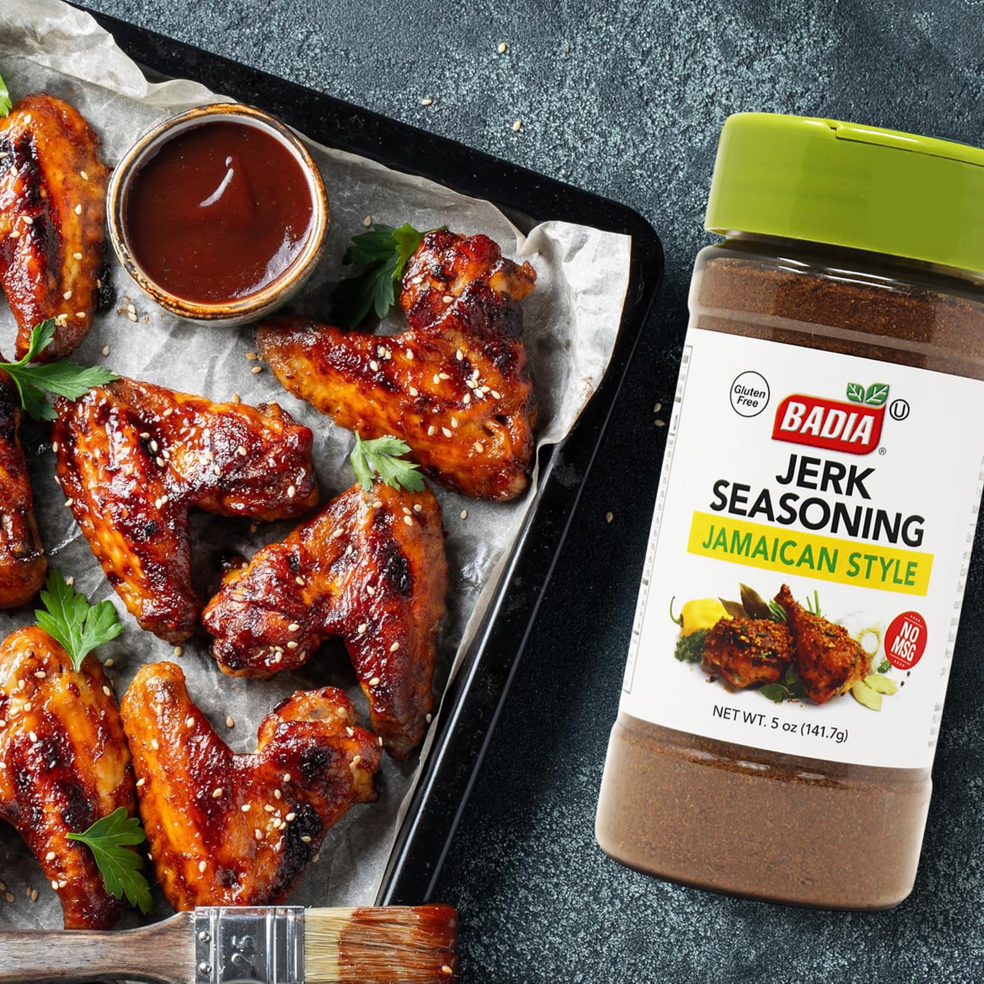 Badia Jerk Seasoning Jamaican Style, 5 oz - Bold Spicy Caribbean Blend, Dry Rub for Grilling Chicken, Pork, Seafood - Gluten Free, No MSG