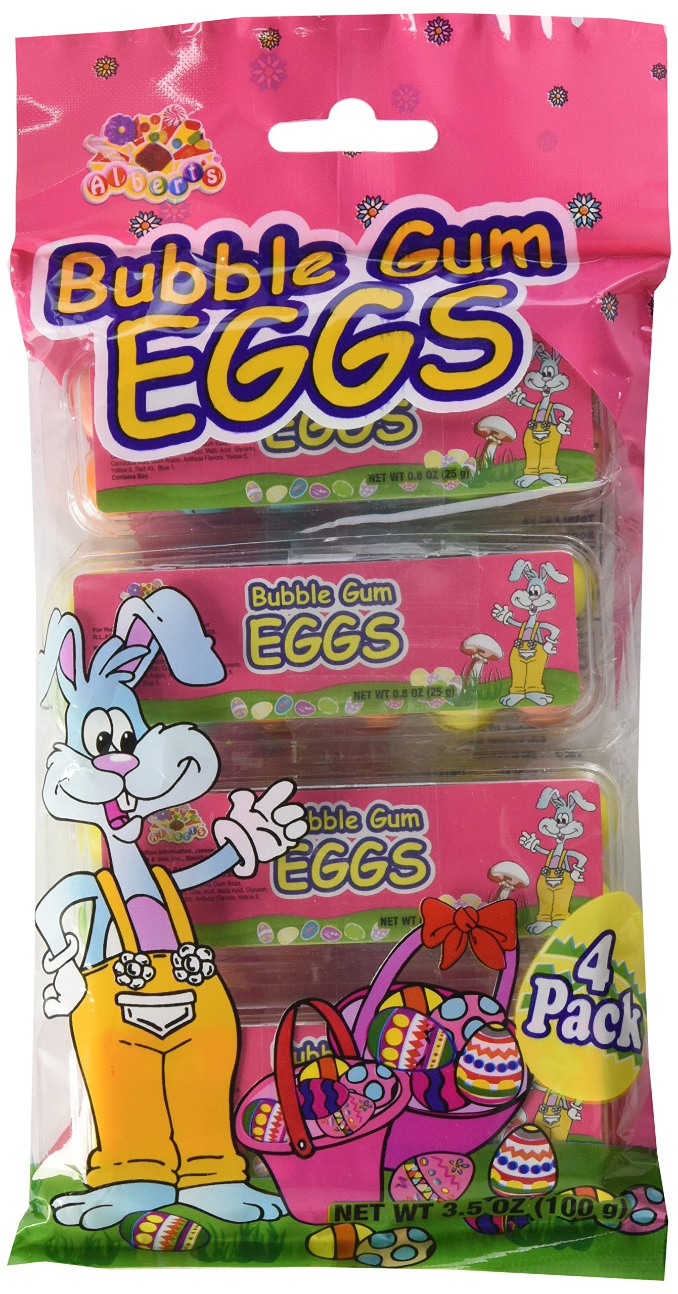 4 Pack of Bubble Gum Easter Eggs Basket Stuffers, 3.5 oz