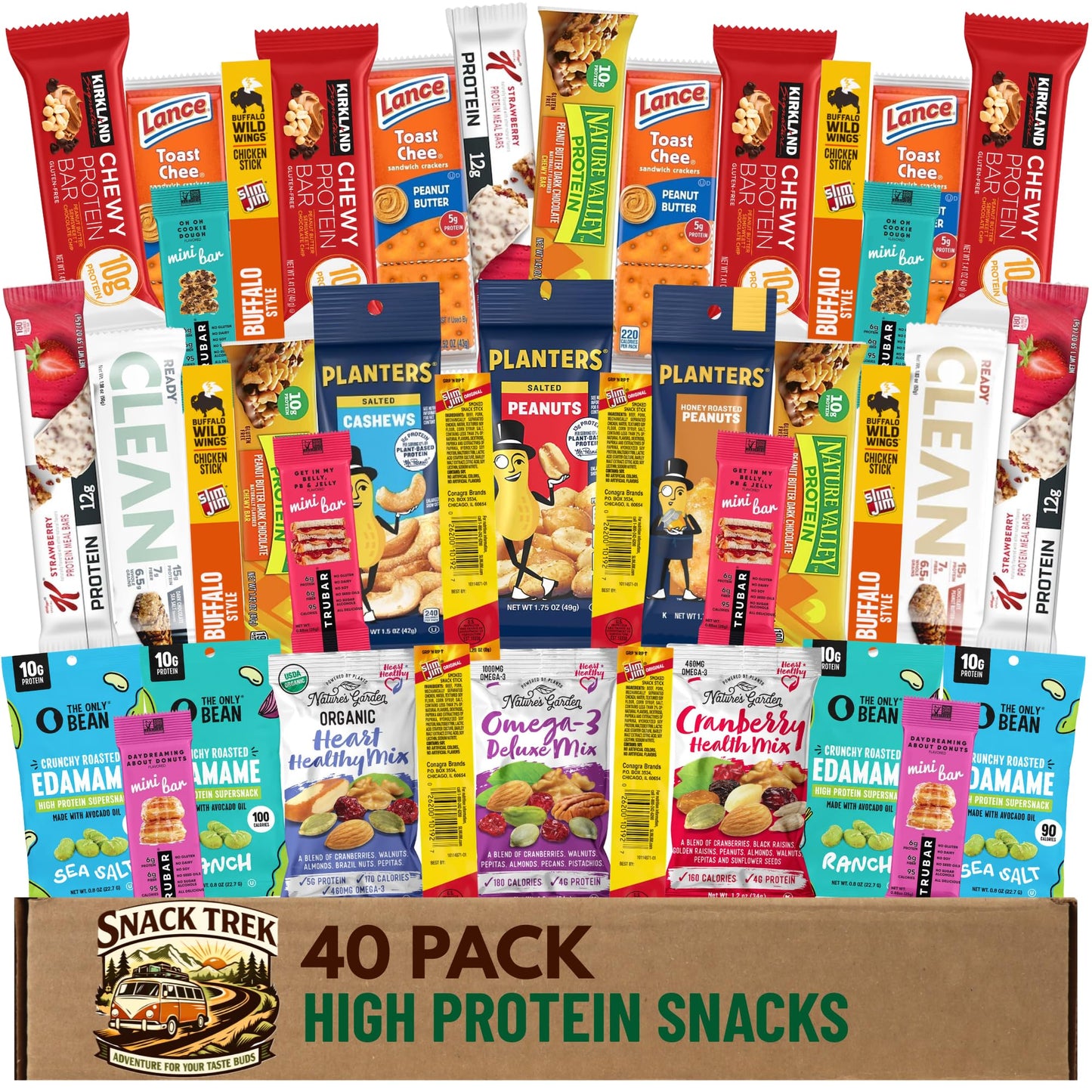 Snack Trek High Protein Snack Box, Healthy Variety Pack Care Package, Gift Basket with Assorted Treats for Men, Women, Adults, Teens, Coworkers Office