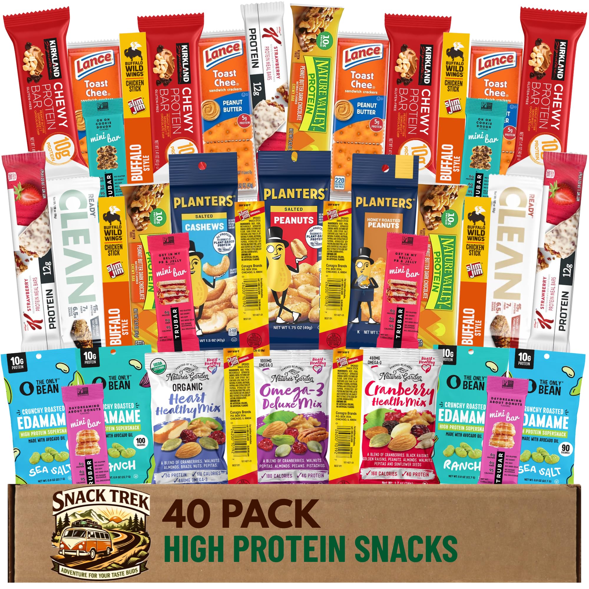 Snack Trek High Protein Snack Box, Healthy Variety Pack Care Package, Gift Basket with Assorted Treats for Men, Women, Adults, Teens, Coworkers Office