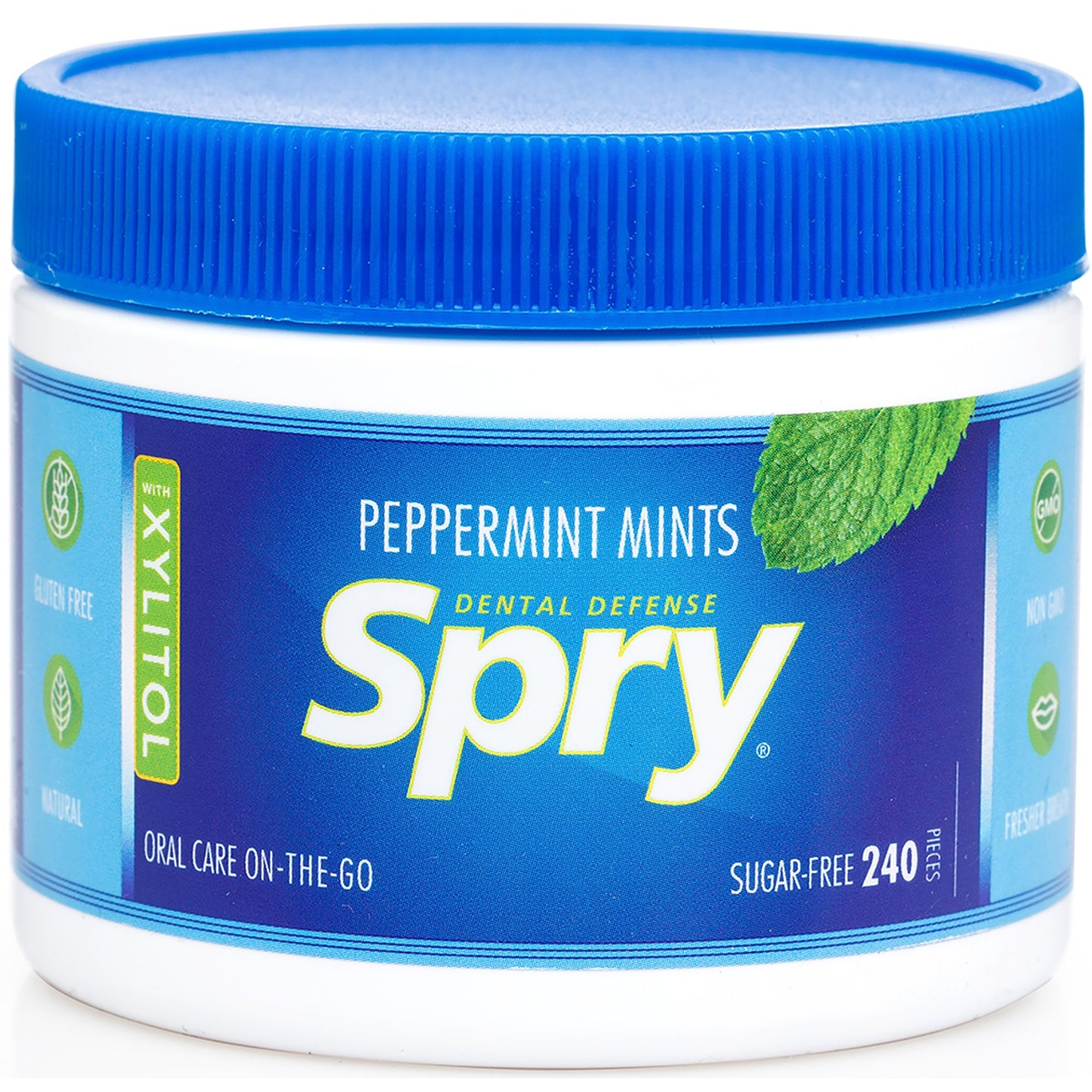 Spry Xylitol Peppermint Sugar Free Candy - Promote Oral Health, Increase Saliva Production, Stop Bad Breath, Non-GMO, Gluten-Free, 240 Count (Pack