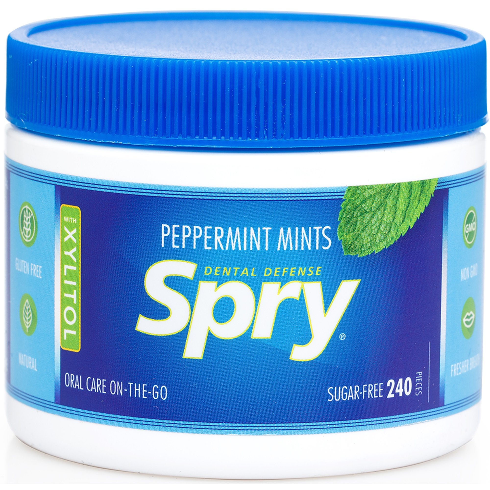 Spry Xylitol Peppermint Sugar Free Candy - Promote Oral Health, Increase Saliva Production, Stop Bad Breath, Non-GMO, Gluten-Free, 240 Count (Pack