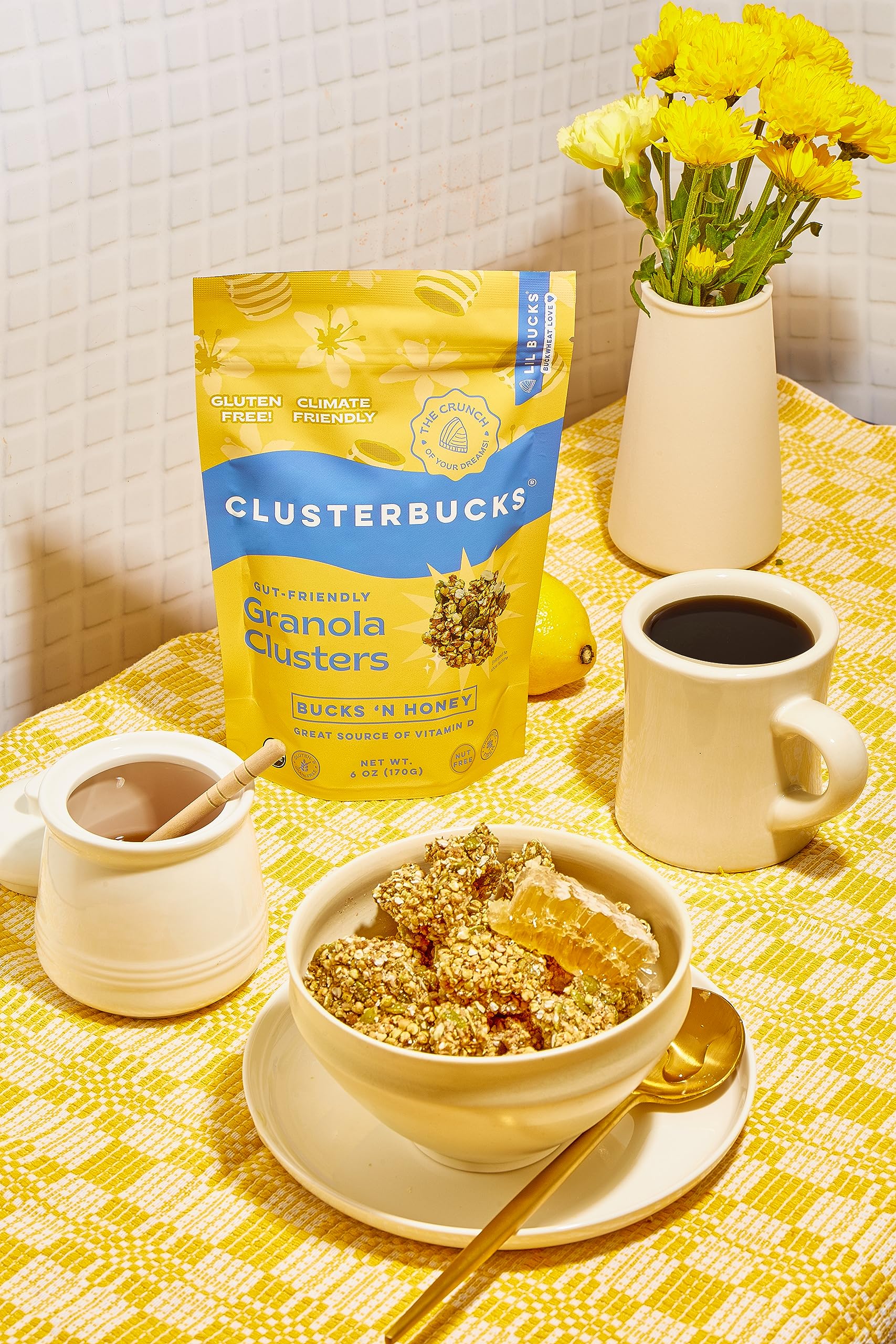 Clusterbucks Bucks 'N Honey Gut-Friendly Granola Clusters, USDA Certified Organic, Gluten Free, 6 Ounce (Pack of 6)