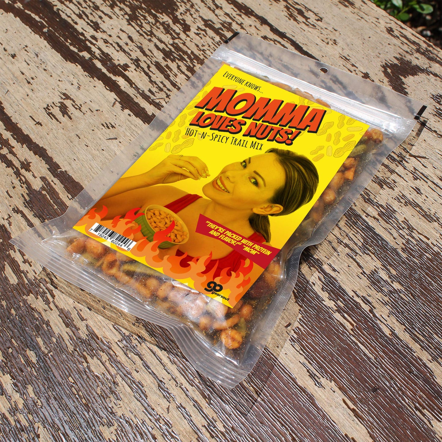 Gears Out Momma Loves Nuts Spicy Trail Mix - Funny Snacks for Women - Spicy Blend, Made in The USA