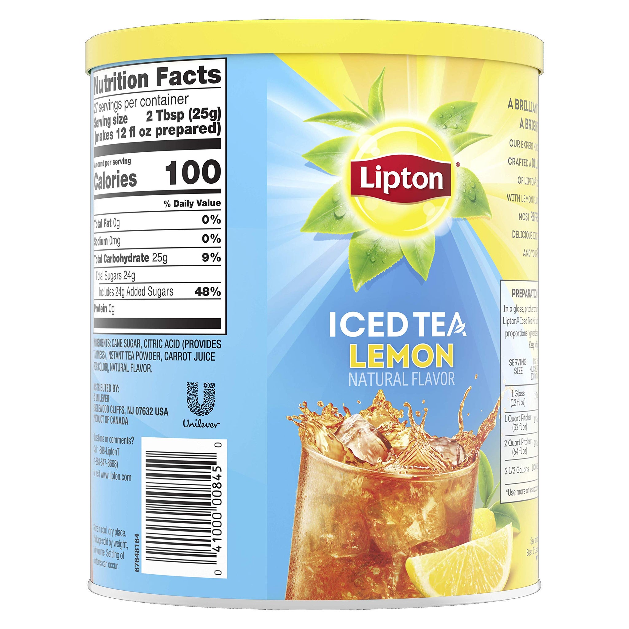 Lipton Black Iced Tea Mix, Lemon,23.6 oz.
