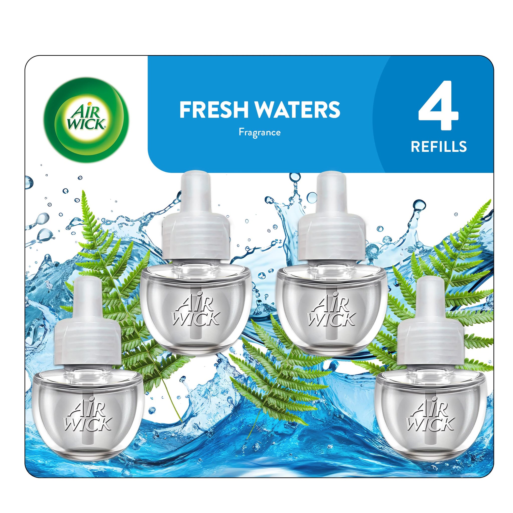 Air Wick Vibrant Plug-In Scented Oil Refills, 3 Count, Fresh Waters, Air Freshener, Essential Oils, Eco Friendly