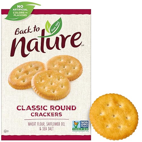 Back to Nature Classic Round Crackers - Dairy Free, Non-GMO, Made with Wheat Flour & Sea Salt, Delicious & Quality Snacks, 8.5 Ounce (Pack of 6)