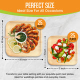 Raj Palm Leaf Plates Disposable Bamboo Plates 10 Inch & 7 Inch Square Bulk Party Pack (50 Pc) Compostable and Biodegradable - Better than Plastic