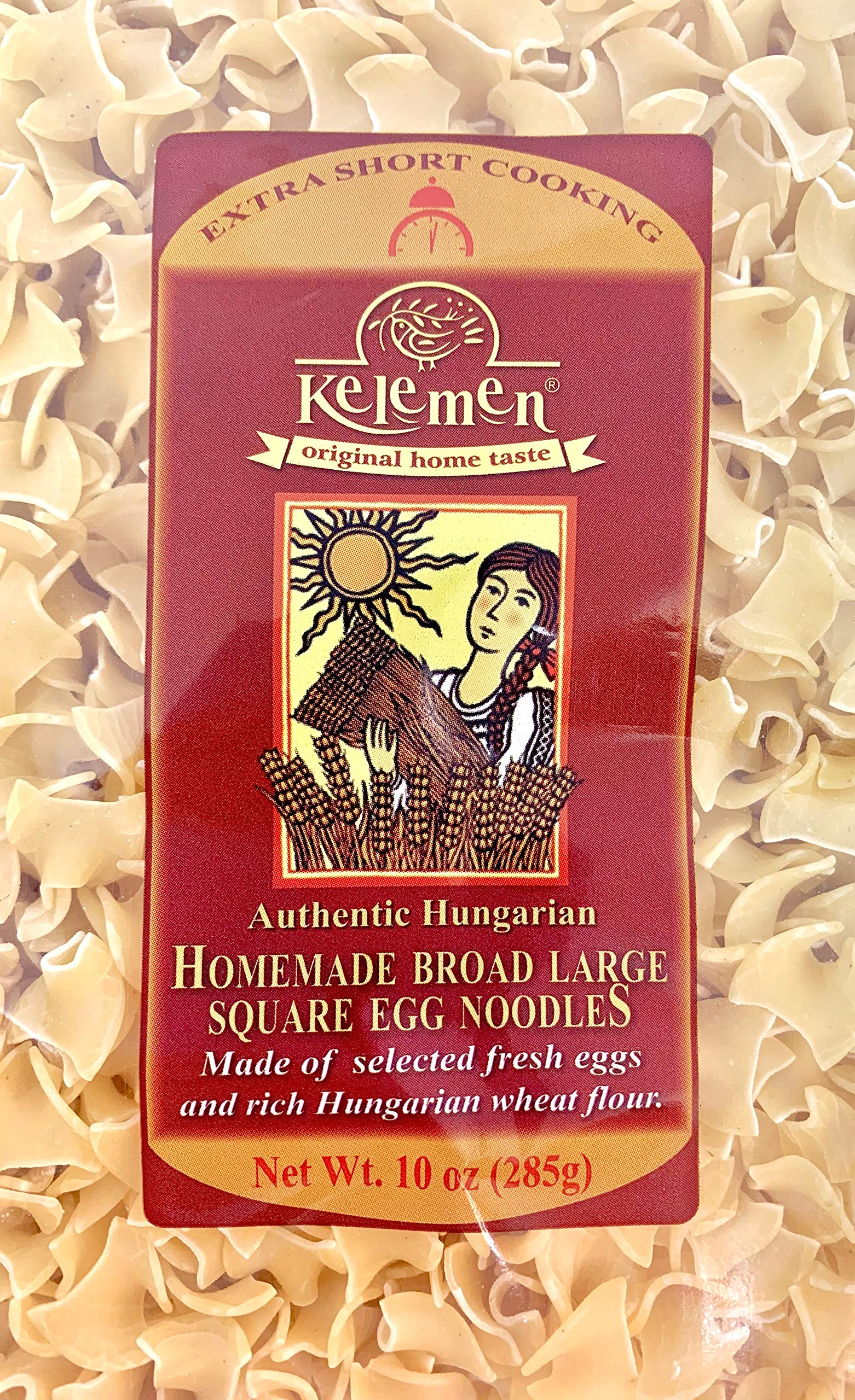 Kelemen Homemade Broad Large Square Egg Noodles 285g (Pack of 2)