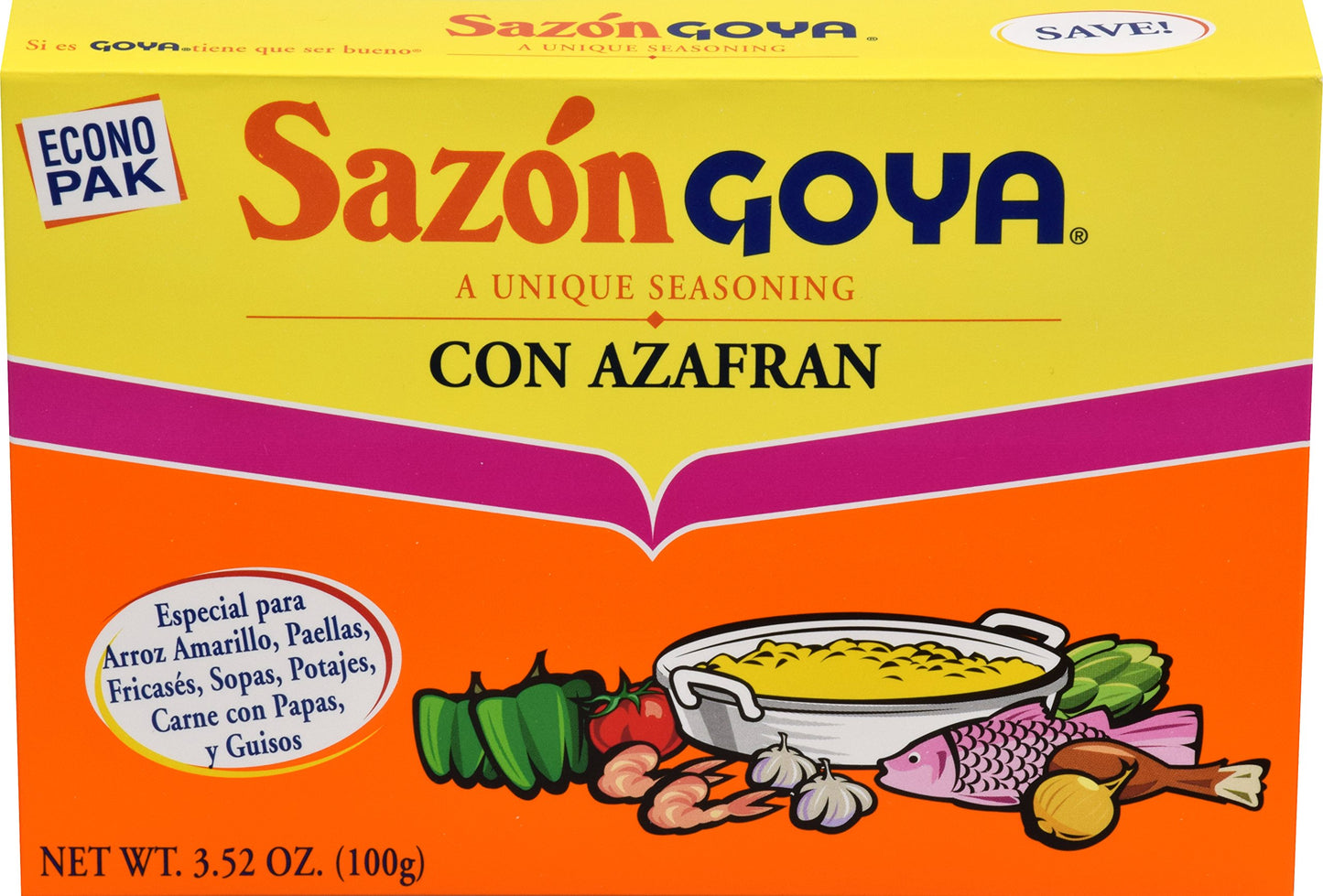 Goya Sazón Seasoning With Azafran, 3.52 Oz Box