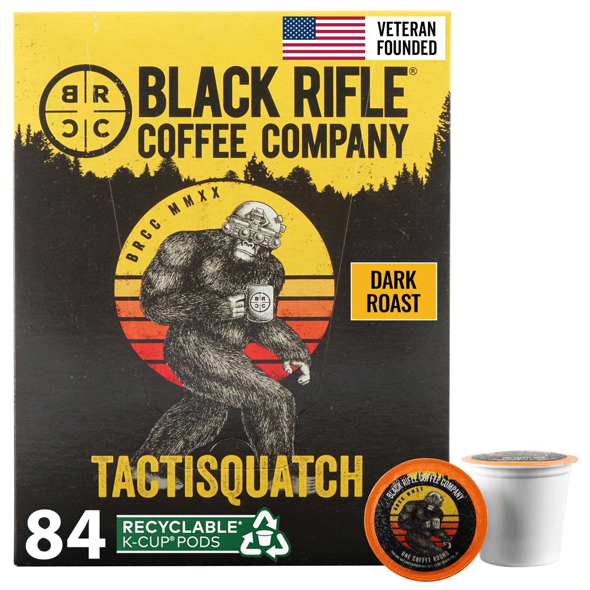 Black Rifle Coffee Company Dark Roast Coffee Pods - 100% Arabica, Bold, Smoky Single-Serve K-Cup Compatible - Veteran-Founded Premium Coffee