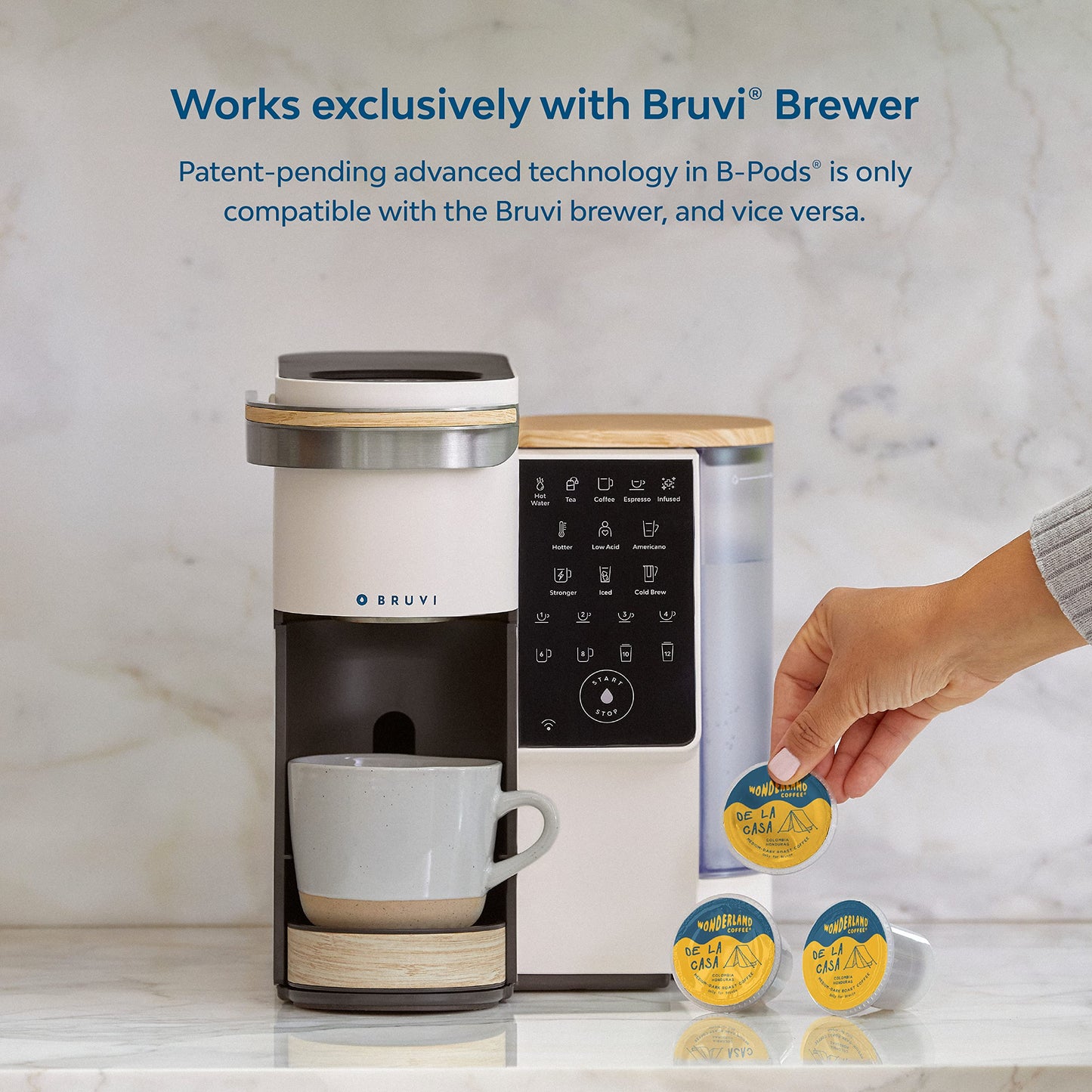 Wonderland Coffee | De La Casa Coffee B-Pods | Only Compatible with Bruvi Single-Serve Coffee Brewer | Includes 60 Pods