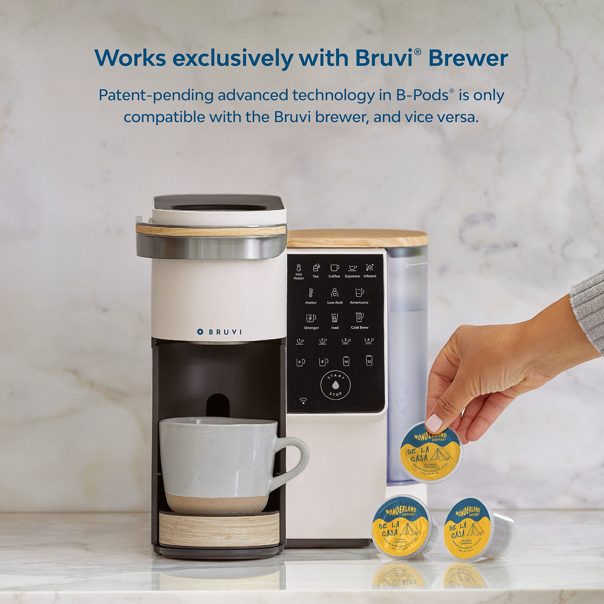 Wonderland Coffee | De La Casa Coffee B-Pods | Only Compatible with Bruvi Single-Serve Coffee Brewer | Includes 60 Pods