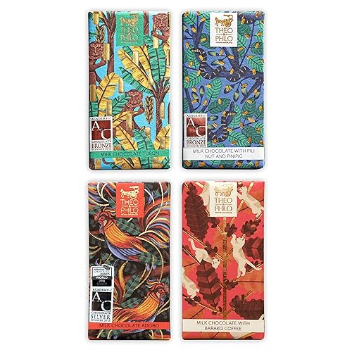 Theo & Philo Best Sellers Chocolate Bundle Milk Chocolate 4 Pack - Filipino Chocolate - Premium, Bean-to-Bar, Direct Sourced, Made at Origin, Woman