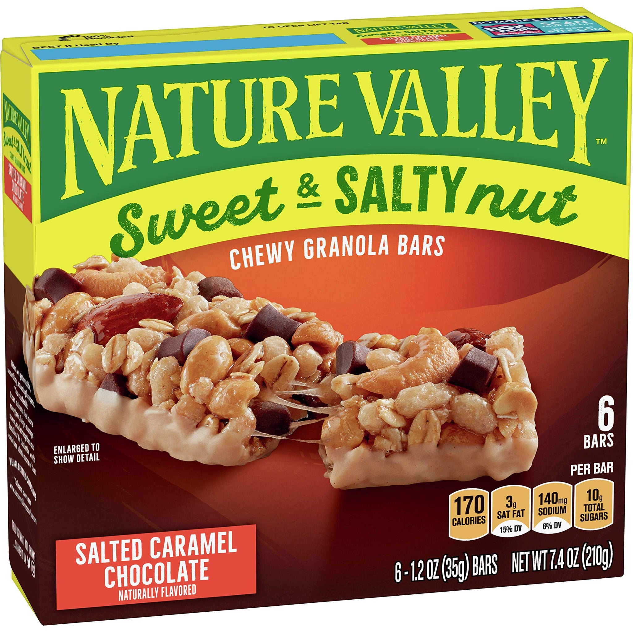 Nature Valley Granola Bars, Sweet Salty Nut, Salted Caramel Chocolate, 6 ct, 7.2 OZ