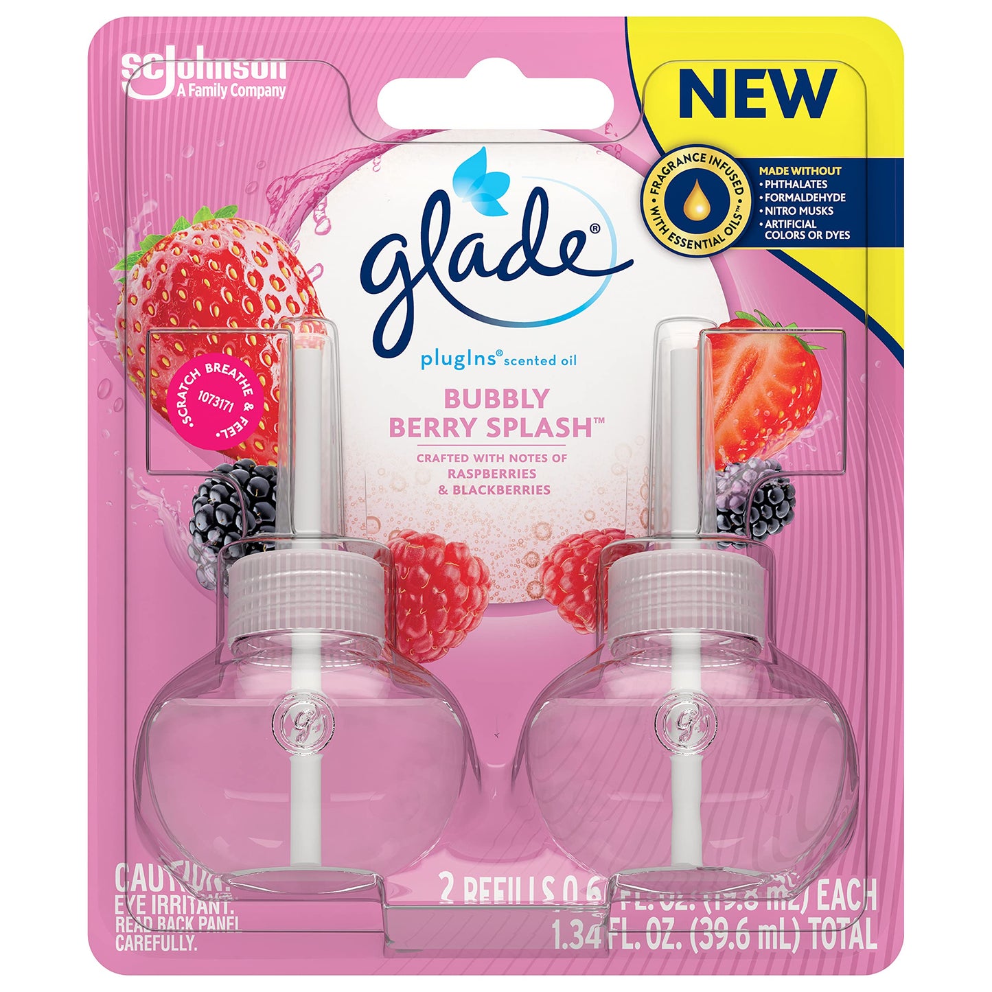 Glade PlugIn Plus Air Freshener Starter Kit, Scented Oil for Home and Bathroom, 1 Warmer + Refills (Warmer & 2 Berry Splash Plugins)