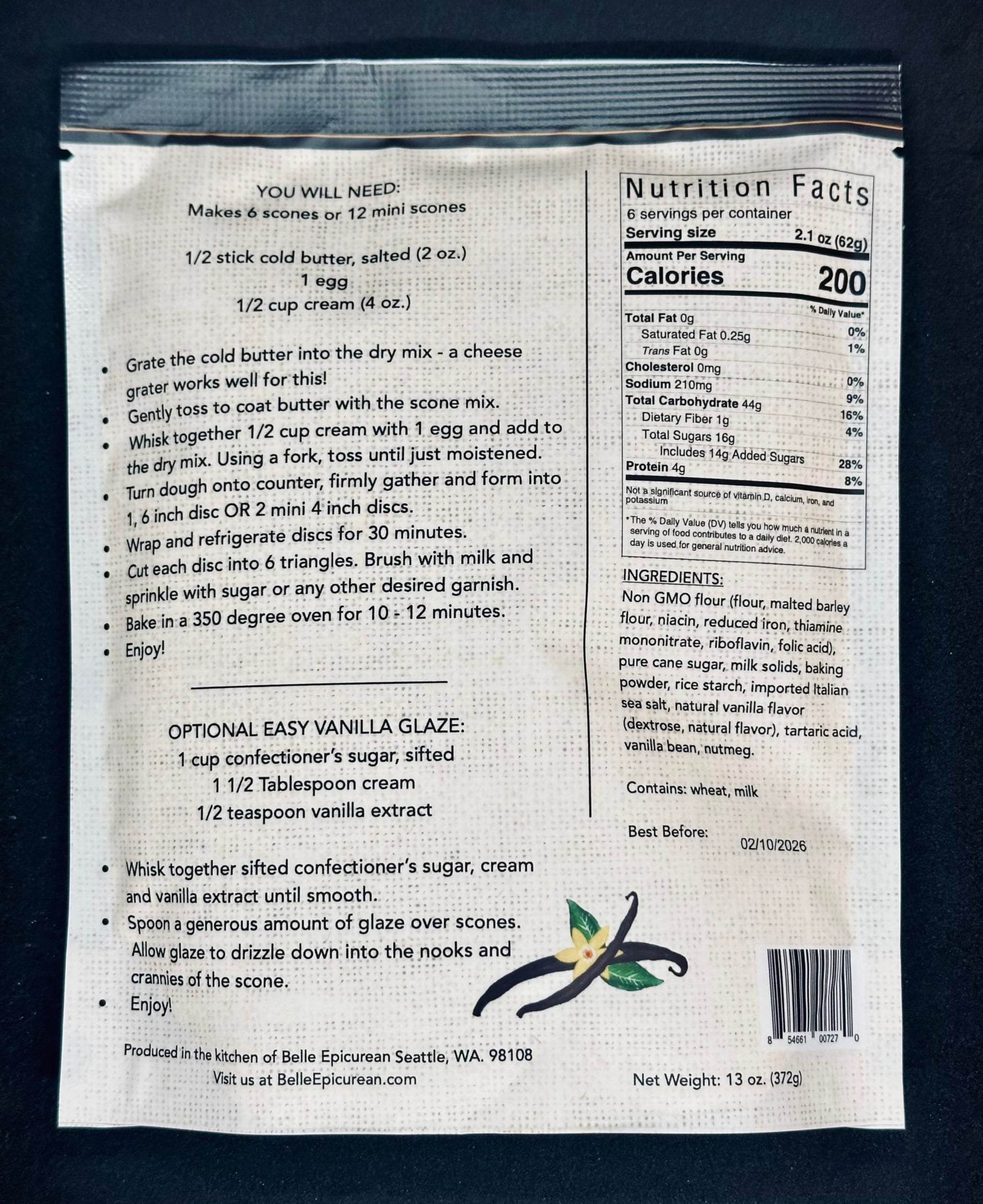 Belle Epicurean Vanilla Scone Mix, 13 oz.