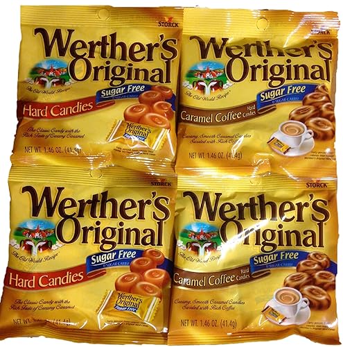 Werther's Original Sugar Free Hard Candies Bundle - Hard Candy & Caramel Coffee Flavored, Individually Wrapped Sugar-Free Treats for Halloween