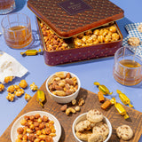 Caramels and Nut Sweet and Savory Gift Basket for Christmas Gifts, Dad, Men, Women, Holiday Parties | Gourmet Holiday Snack Tin Box | Churro Cinnamon
