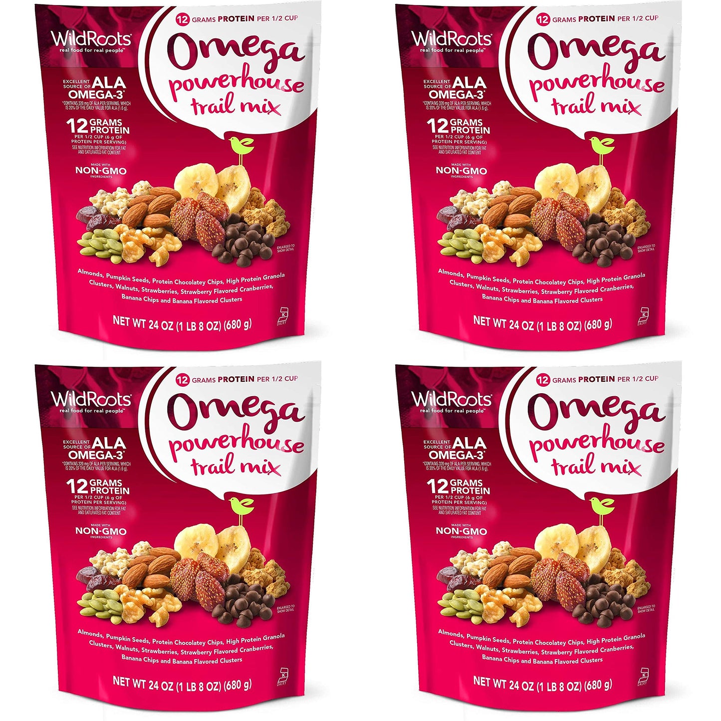 Wildroots Omega Powerhouse trail Mix 24oz Pack of 4