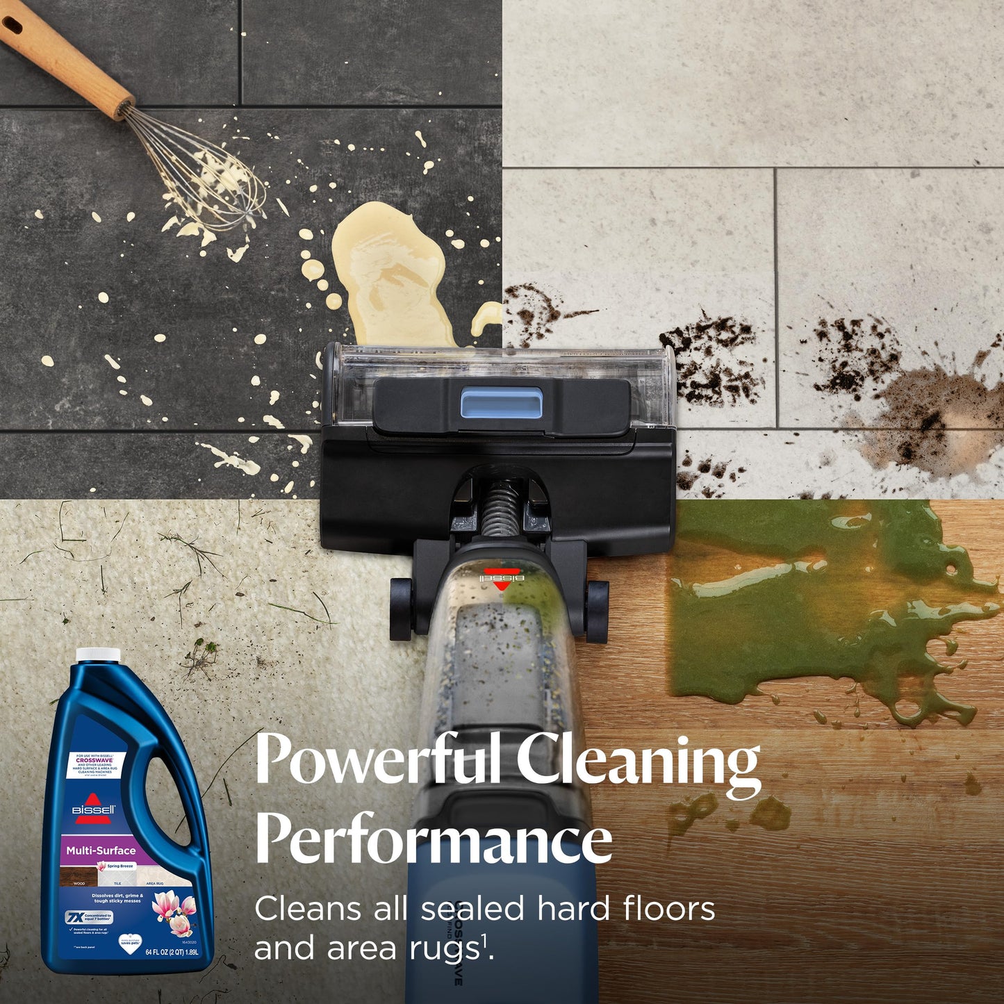 Bissell Multi-Surface Solution, For use in CrossWave and other leading hard surface and area rug cleaners, 64oz, Dissolves dirt, grime, and tough