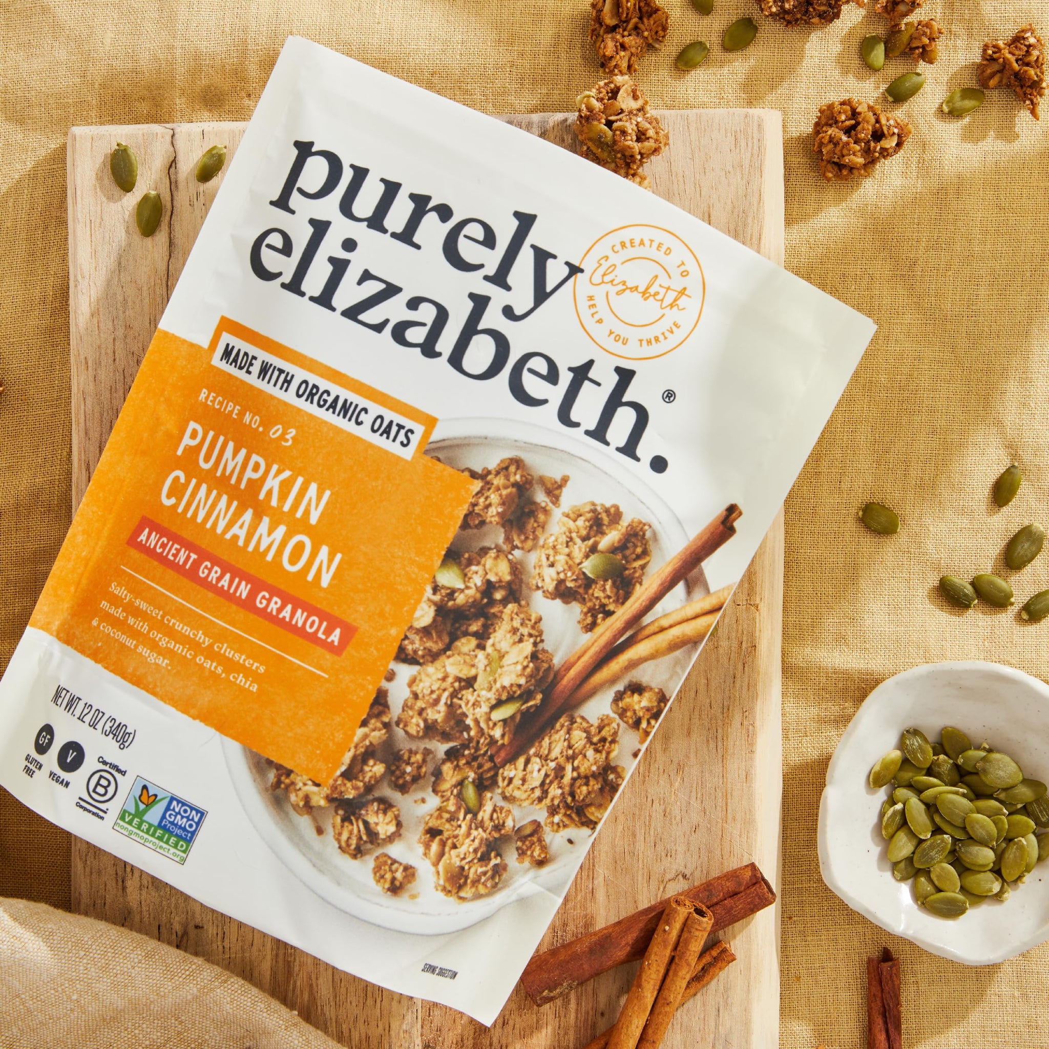 Purely Elizabeth, Pumpkin Cinnamon, Ancient Grain Granola, Gluten-Free, Non-GMO, 12 Ounce (Pack of 3)