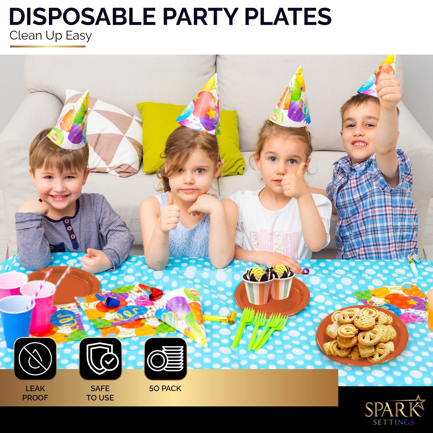Amcrate Disposable Paper Plates Orange, 7 Inch Paper Dessert Plates, Strong and Sturdy Disposable Plate for Party, Dinner, Holiday, Picnic, or Travel