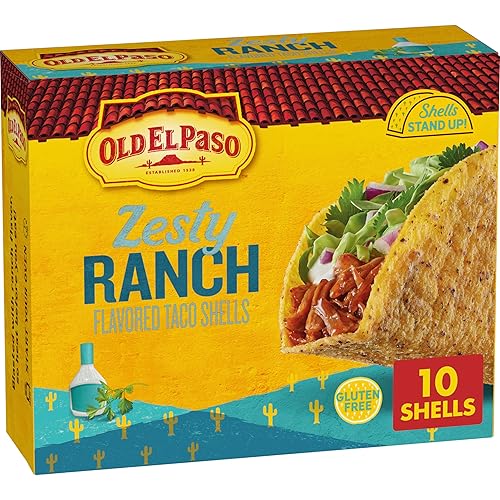 Old El Paso Stand 'N Stuff Taco Shells, Zesty Ranch, Gluten Free Crunchy Corn Taco Shells, 10 Ct, 5.4 oz