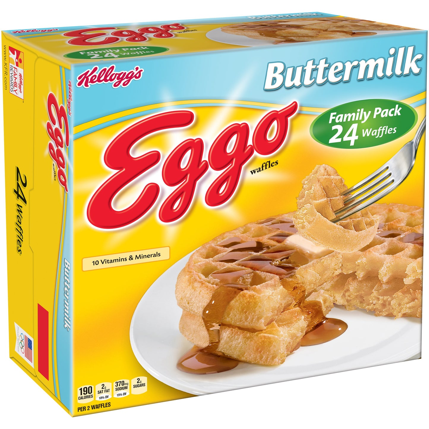 Eggo Kellogg's Waffles, Buttermilk Family Pack, 29.6 oz (frozen)