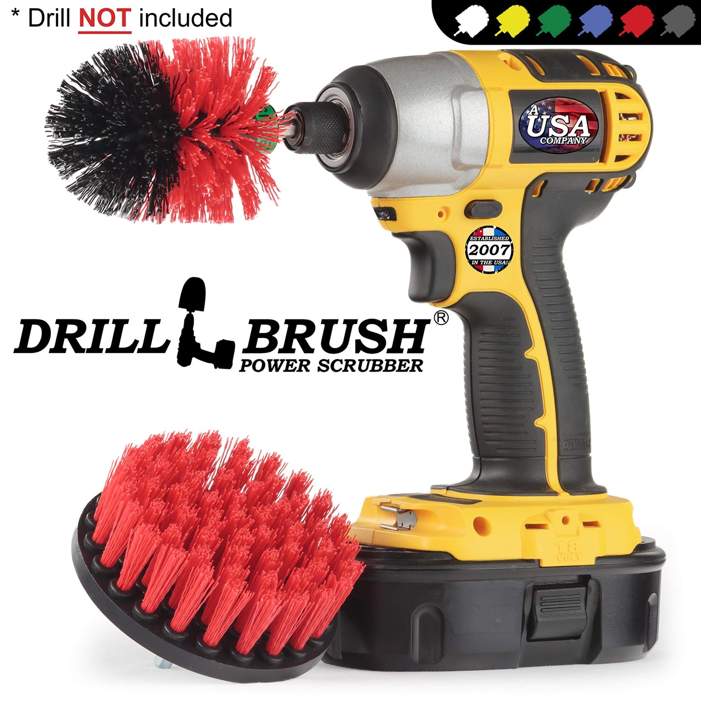 Outdoor Cleaning Supplies - Stiff Bristle Outdoor Power Scrubber - Concrete and Brick Stain Remover - Concrete Pools Cleaning Kits- Heavy Duty Deck