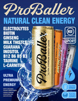 ProBaller Clean Energy Drink - Athlete-Grade Energy for Focus & Performance, Sweetened with Organic Agave, NSF Certified for Sport, Natural Caffeine