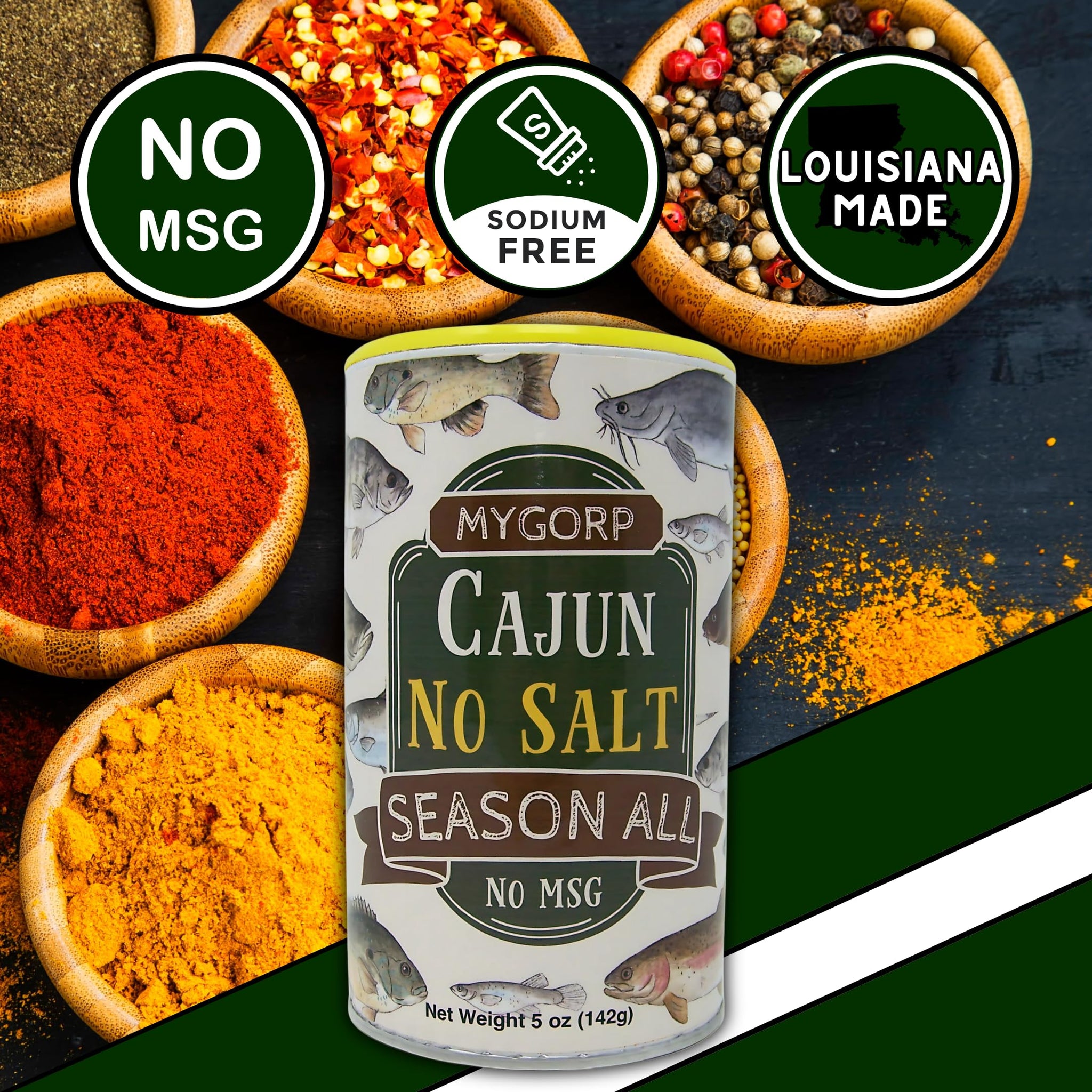 MYGORP Cajun No Salt Season All, 5 oz, Flavorful Salt Free Seasoning for Healthy Cooking