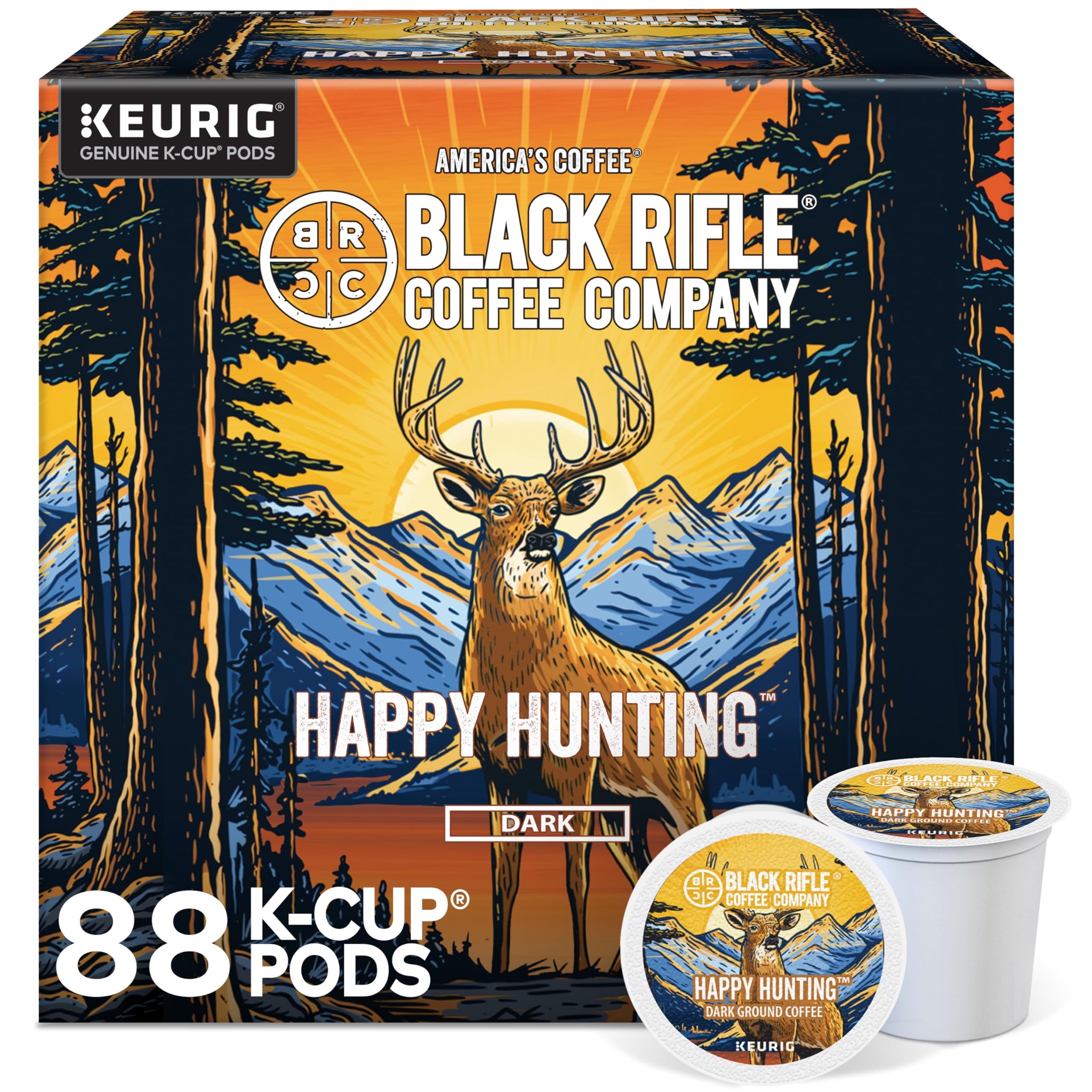 Black Rifle Coffee Company Dark Roast Coffee Pods - 100% Arabica, Bold, Smoky Single-Serve K-Cup Compatible - Veteran-Founded Premium Coffee - Happy