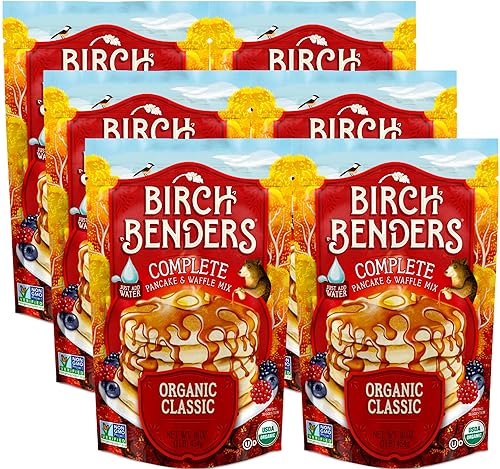 Birch Benders Organic Classic Pancake and Waffle Mix, Non-GMO, Just Add Water, 96 Ounce Family Pack (16 oz, Pack of 6)