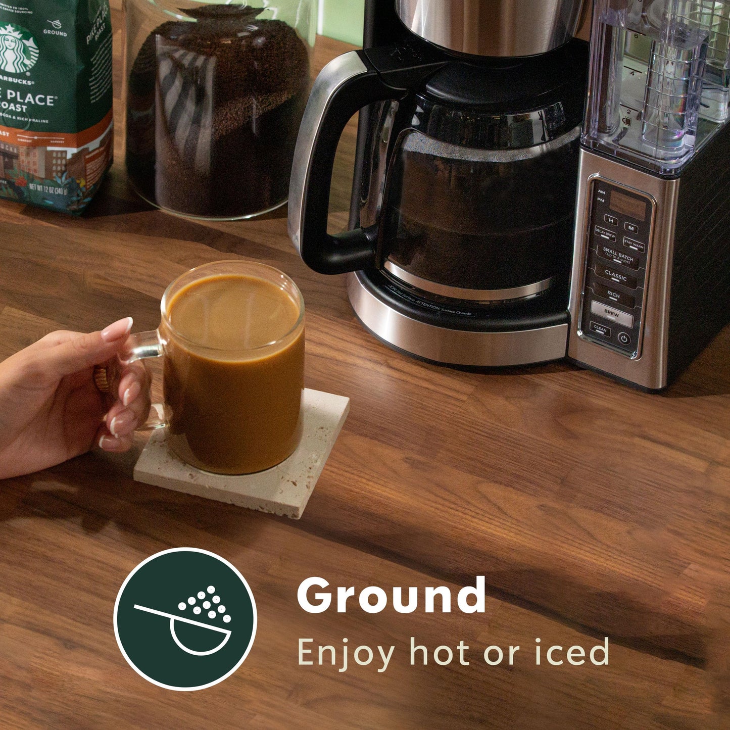 Starbucks Ground Coffee, Medium Roast Hot or Iced Coffee, Decaf Pike Place Roast, 12 oz