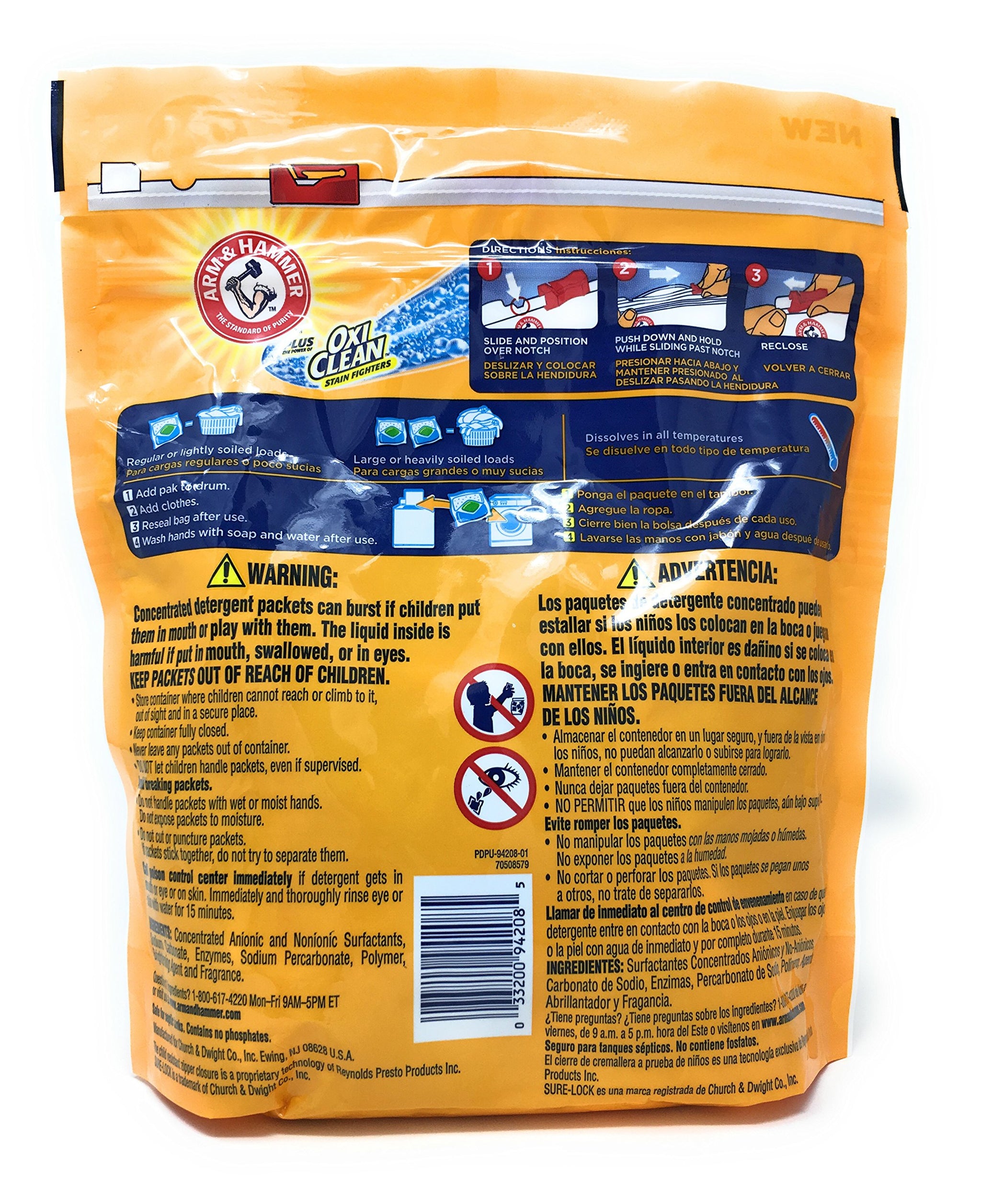 Arm & Hammer 3-IN-1 Laundry Detergent Power Paks, Fresh Scent with OxiClean, 24 ct (Pack of 2)