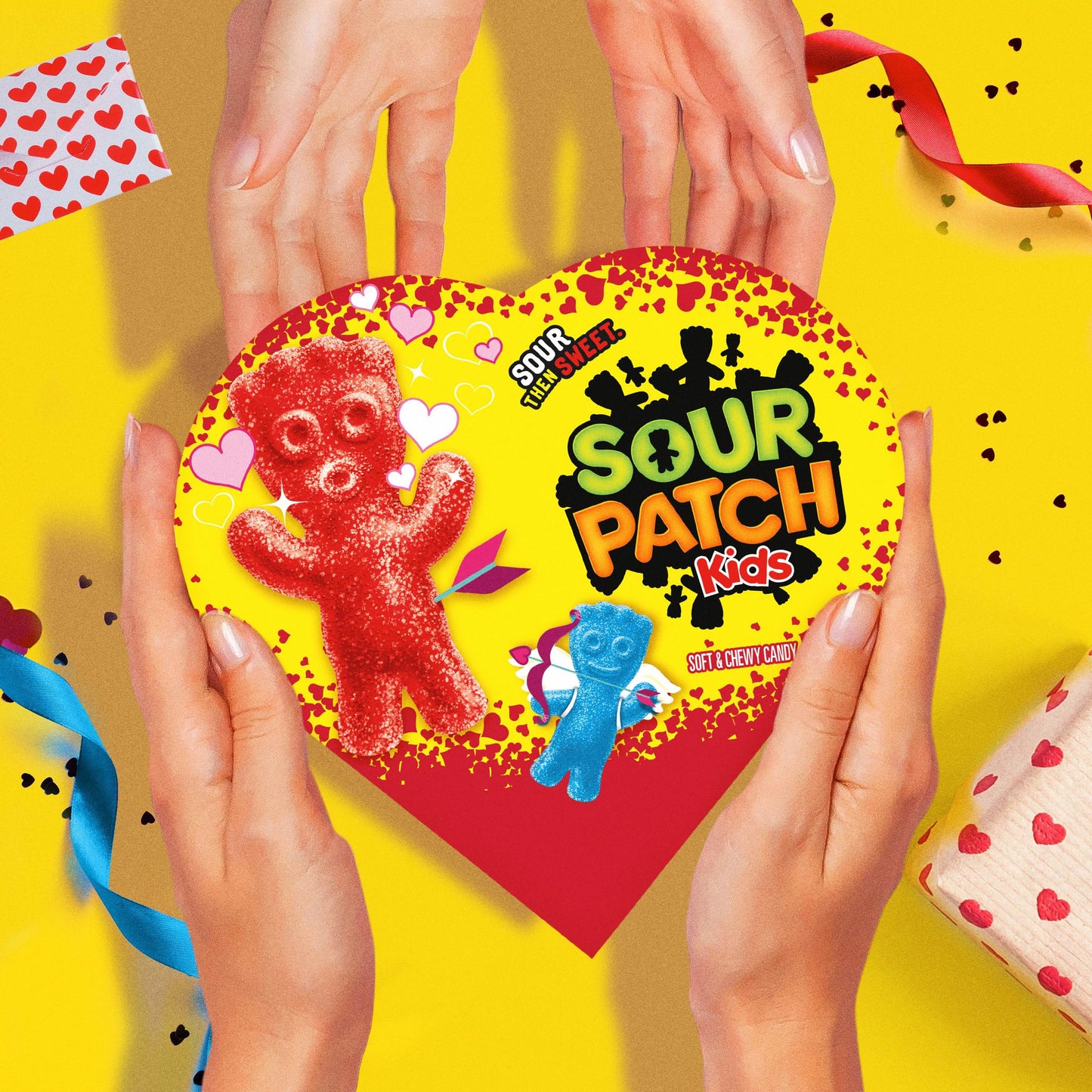 SOUR PATCH KIDS Soft & Chewy Valentines Day Candy, 6.8 oz Heart Shaped Box