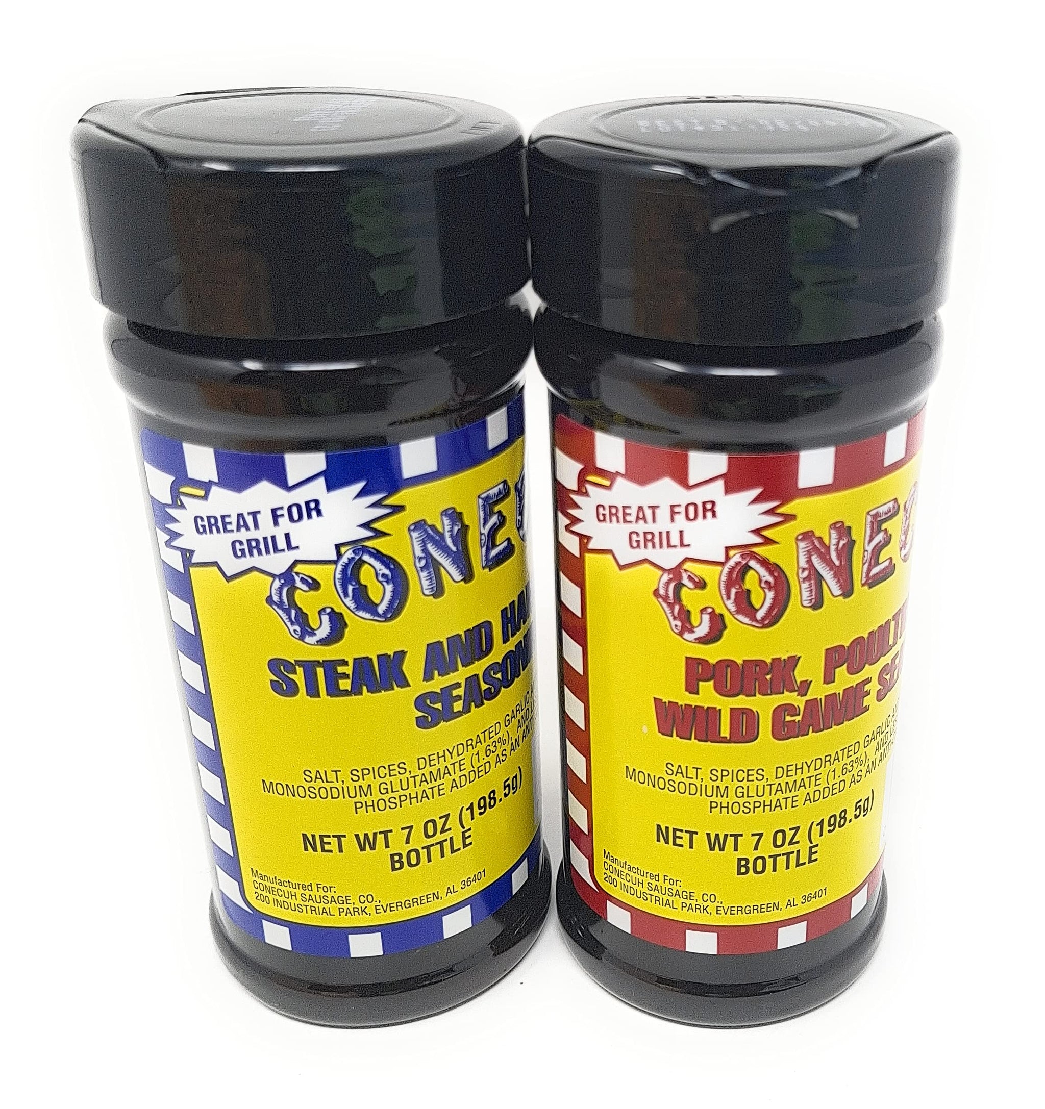 Conecuh Sausage Seasoning Bundle - 2 x 7 Oz Bottles of Conecuh Barbeque Seasoning, Conecuh Seasoning, 1 Conecuh Hamburger Seasoning, 1 Conecuh Poultry