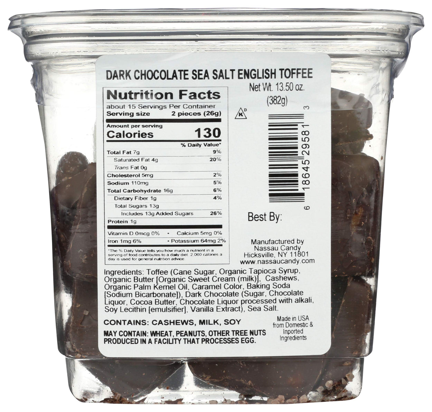 Nassau Candy, Candy Toffee Dark Chocolate Sea Salt, 13.5 Ounce