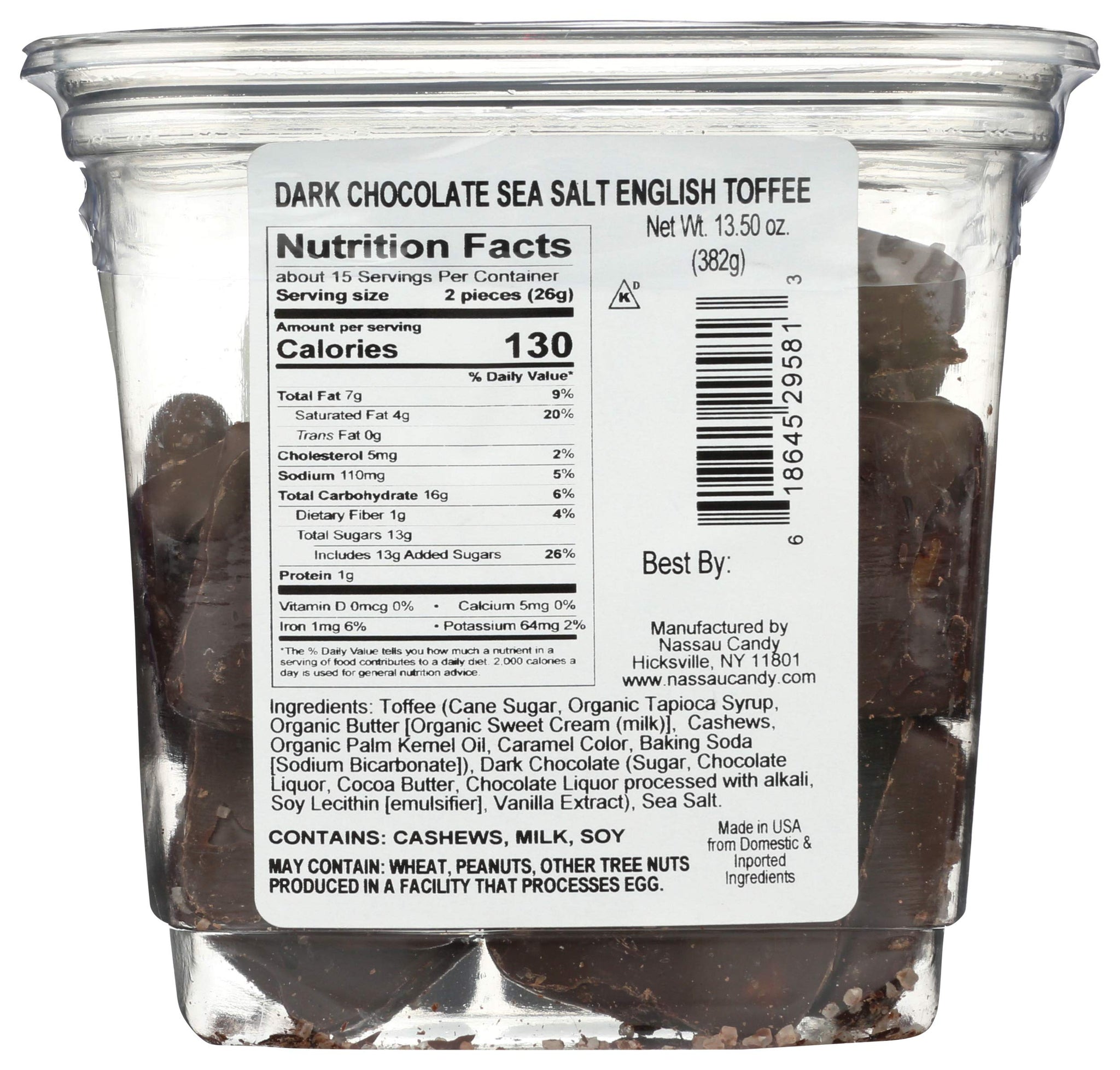 Nassau Candy, Candy Toffee Dark Chocolate Sea Salt, 13.5 Ounce