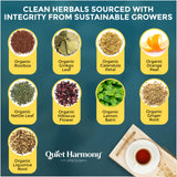 Quiet Harmony Tinnitus Tea - Herbal Support for Ringing Ears, Circulation & Calm | Ultra-Premium Caffeine-Free Tea with Ginkgo, Rooibos & Lemon Balm |