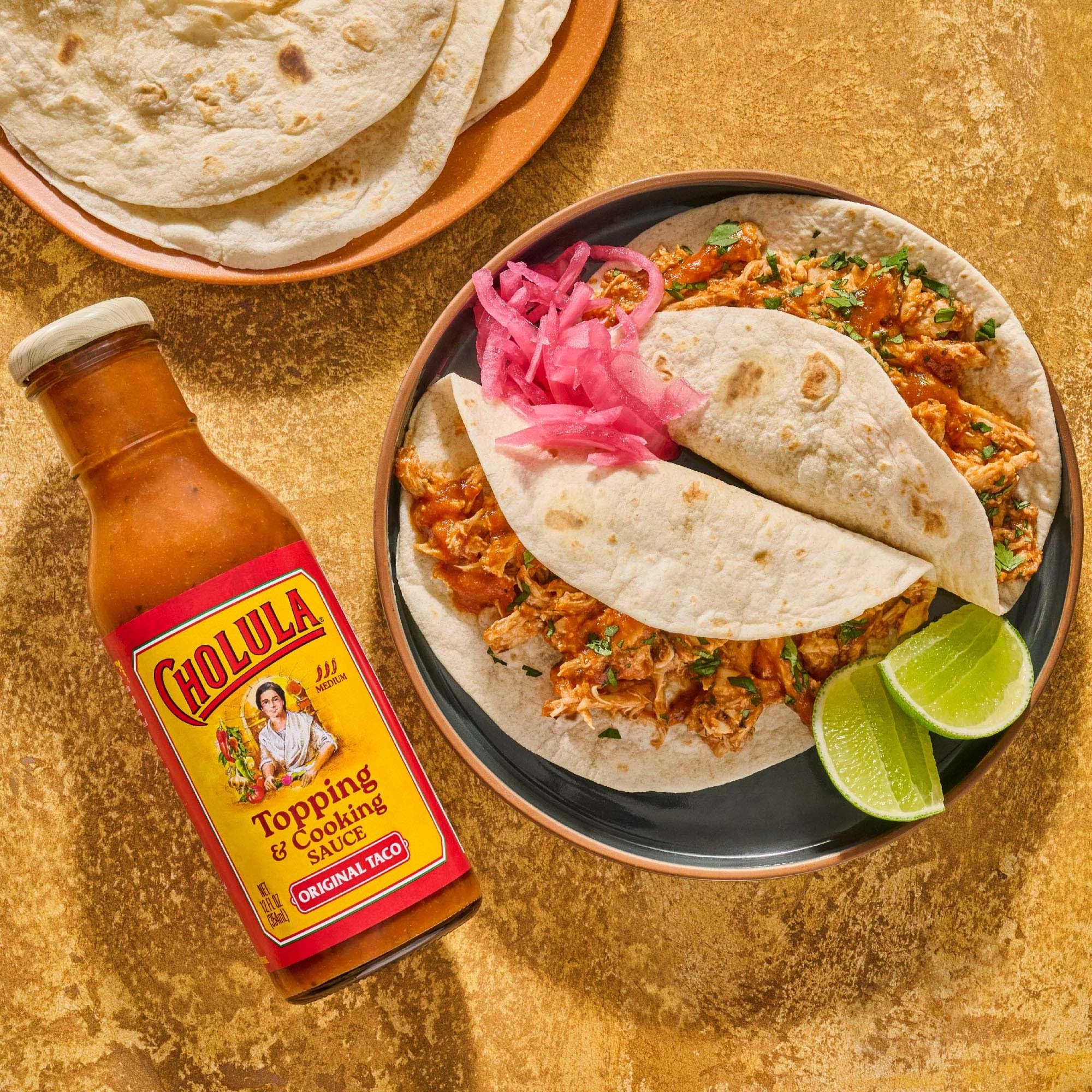 Cholula Topping & Cooking Sauce, Original Taco, Medium Heat, For Tacos, Quesadillas, Carnitas, Eggs, Dips and More, 12 fl oz
