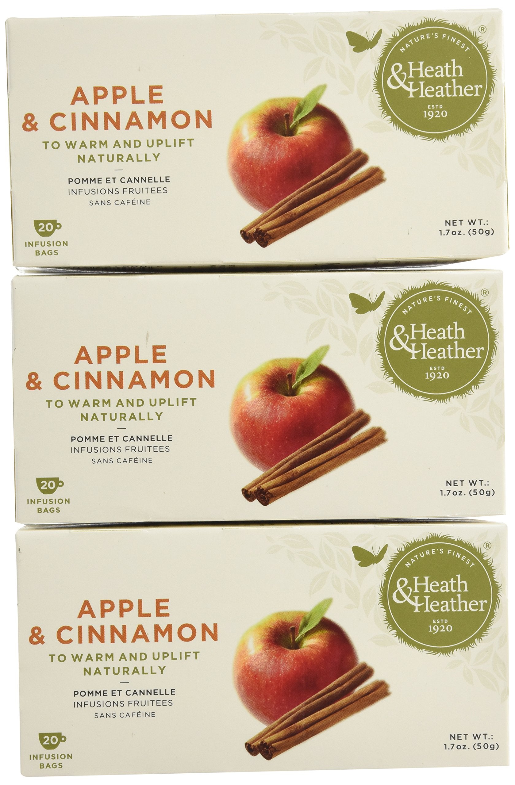 Heath & Heather Tea, Invigorating, Apple & Cinnamon, 20 Count (pack of 12)