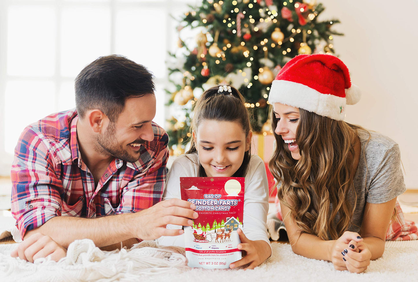 Bag of Reindeer Farts Cotton Candy, NEW Merry Cherry Flavor, 1 pack / 3 ounces, Funny Christmas Stocking Stuffer Present for Kids Boys Girls Teens