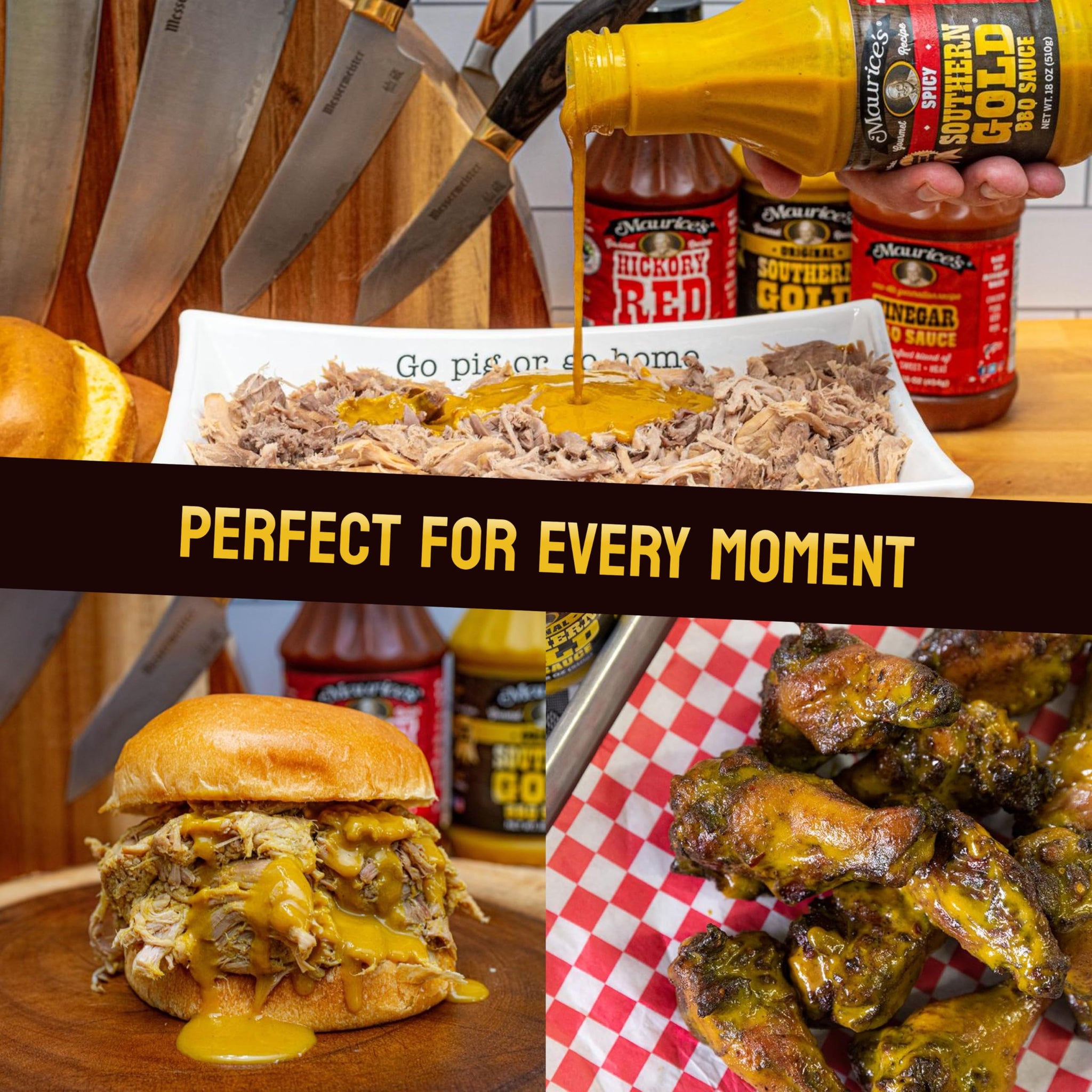 Maurice’s Gourmet Blend Vinegar BBQ Sauce - Sweet & Savoury Carolina with Smoke - Authentic Southern Carolina Barbeque Dressing- Apple Cider Vinegar