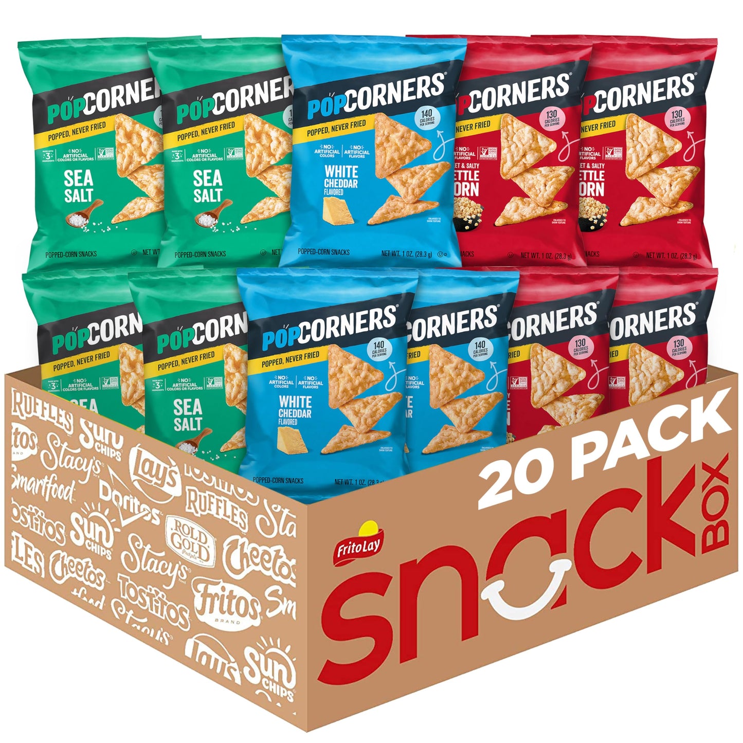 PopCorners Popped Corn Snacks, Core 3 Flavor Variety Pack, 1 Ounce (Contains 20 Packets) (Packaging May Vary), Kosher