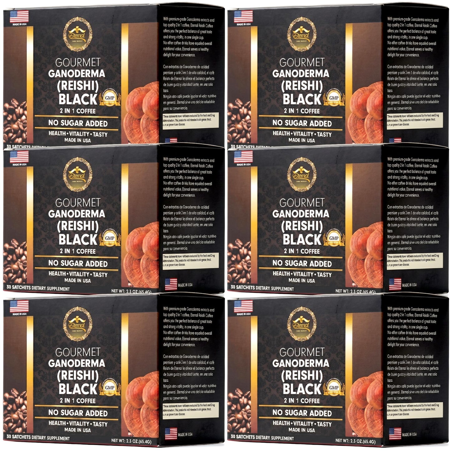 Eternal Spirit Beauty Asian Black Coffee Singles, 30 Packets (0.07 oz) - Instant Black Coffee, Bold Roast Flavor, Travel-Friendly Single Serve