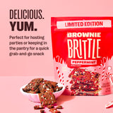 Brownie Brittle - Chocolate Chip Peppermint Thin and Crispy Sweet Snacks (Pack of 3, 4 oz), Rich Gourmet Brownie Bites Dessert