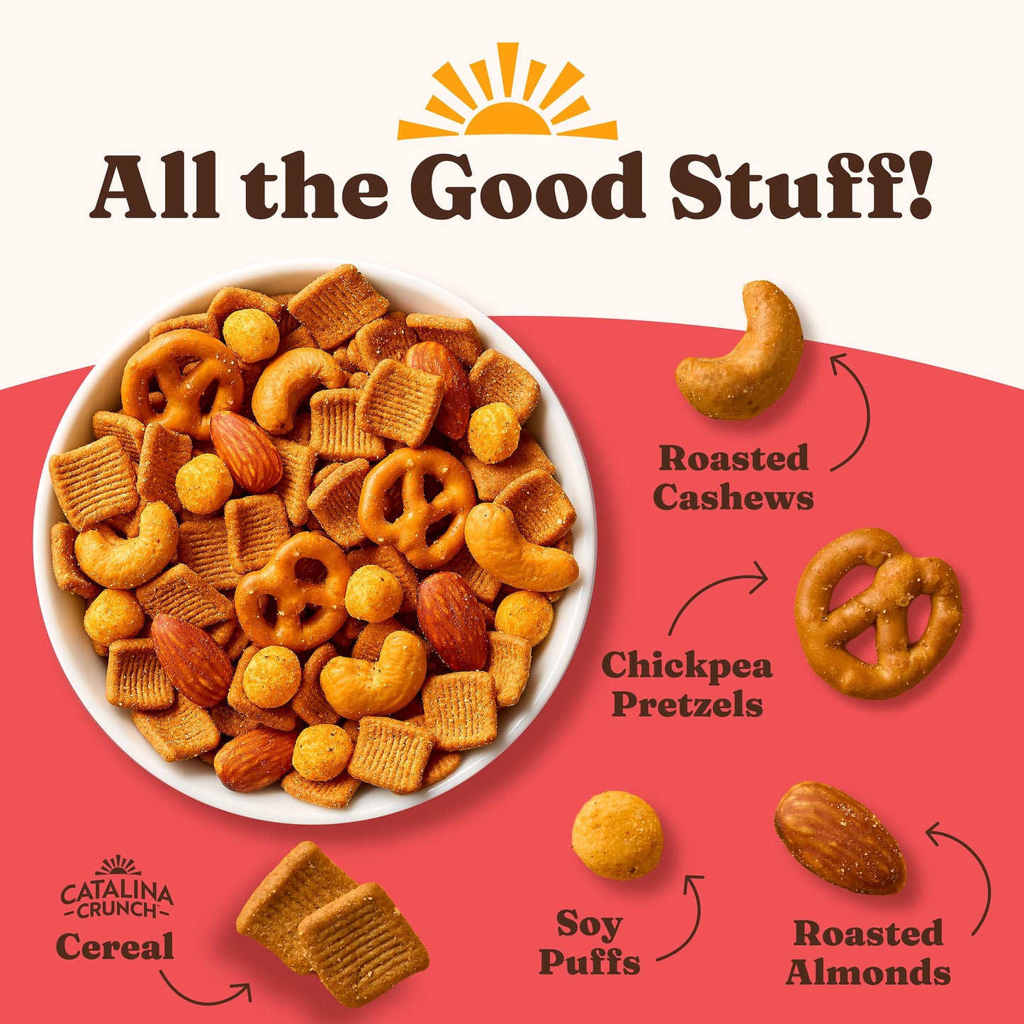 Catalina Crunch Protein Snack Mix - 10g Protein, 1g Sugar per Serving - Good Source of Fiber, Gluten Free - Spicy Kick, 5.25 Ounce Bag (Pack of 3)